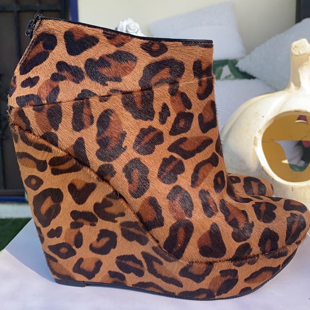 Rachel Roy Real Fur Animal Print Booties